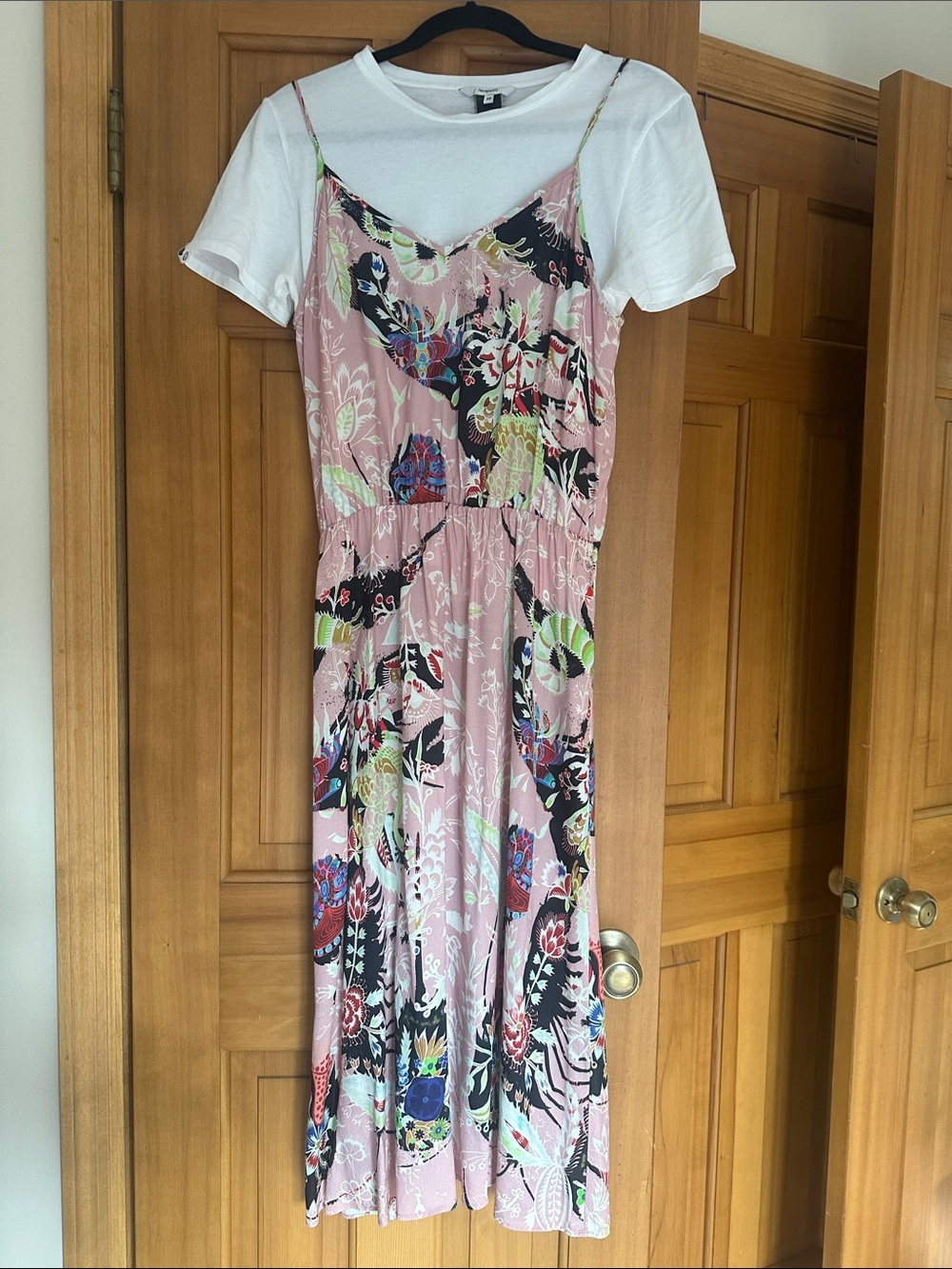 Desigual 2 piece Floral Pink Printed Slip Dress with Adjustable Straps